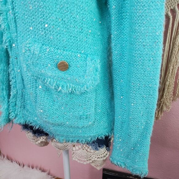 Sioni | Fringe Cardigan Sweater Medium - Picture 4 of 8